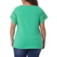 thumbnail image 3 of Agnes Orinda Blusas de Verano para Mujeres de Talla Grande con Panel de Encaje y Mangas Cortas Huecas 4X Verde Claro, 3 of 6