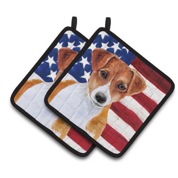 Caroline's Treasures Jack Russell Terrier Patriotic Pair of Pot Holders
