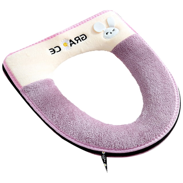 Soft Plush Zipper Wc Mat Universal Soft Toilet Seat Cover with Handle Toilete Accessories