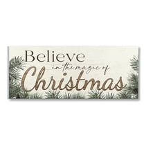 Stupell Industries Magic Of Christmas Phrase Holiday Painting Gallery Wrapped Canvas Art Print Wall Art, 24 x 10