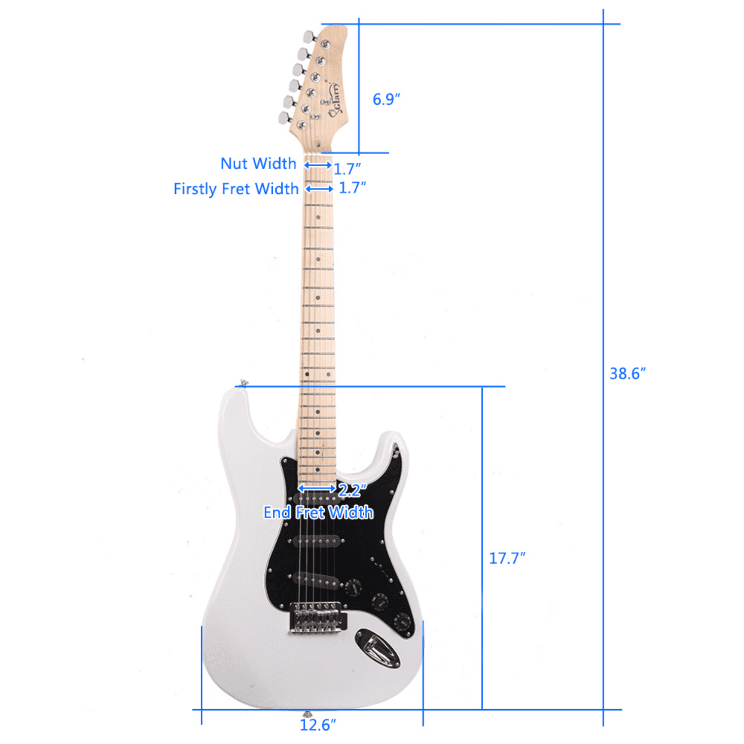 Hassch 39" Electric Guitar with Amp, Bag and Accessories, Beginner Starter Kit, Ideal Holiday Gift, White