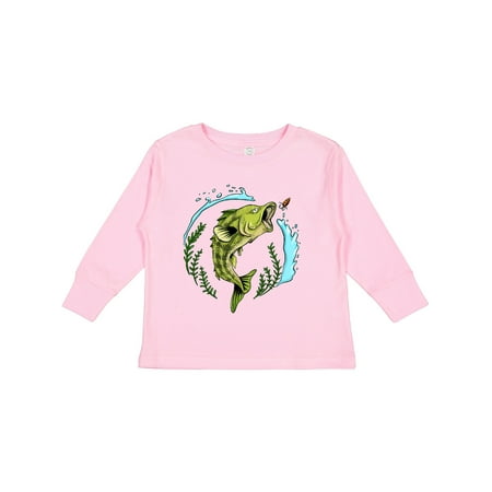 

Inktastic Leaping Bass Fish- Fishing Illustration Gift Toddler Boy or Toddler Girl Long Sleeve T-Shirt