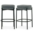 thumbnail image 2 of Bea White Two-Toned Linen Fabric Bar Stool with Black Wood Legs, 2 of 6