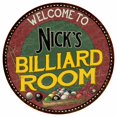 thumbnail image 1 of Nick's Billiard Room 12" Round Metal Sign Kitchen Wall Décor 200120033096, 1 of 1