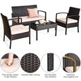 Gymax 8PCS Patio Rattan Set Cushioned Sectional Sofa Glass Table