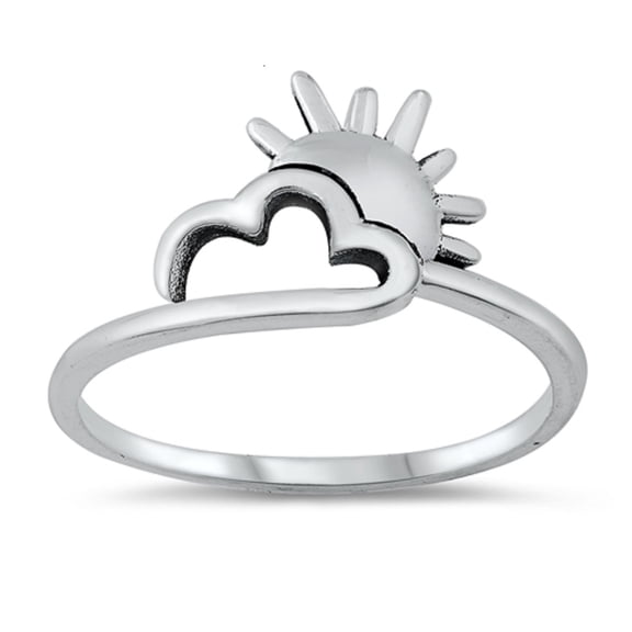Sterling Silver Sun and Cloud Ring Size 9