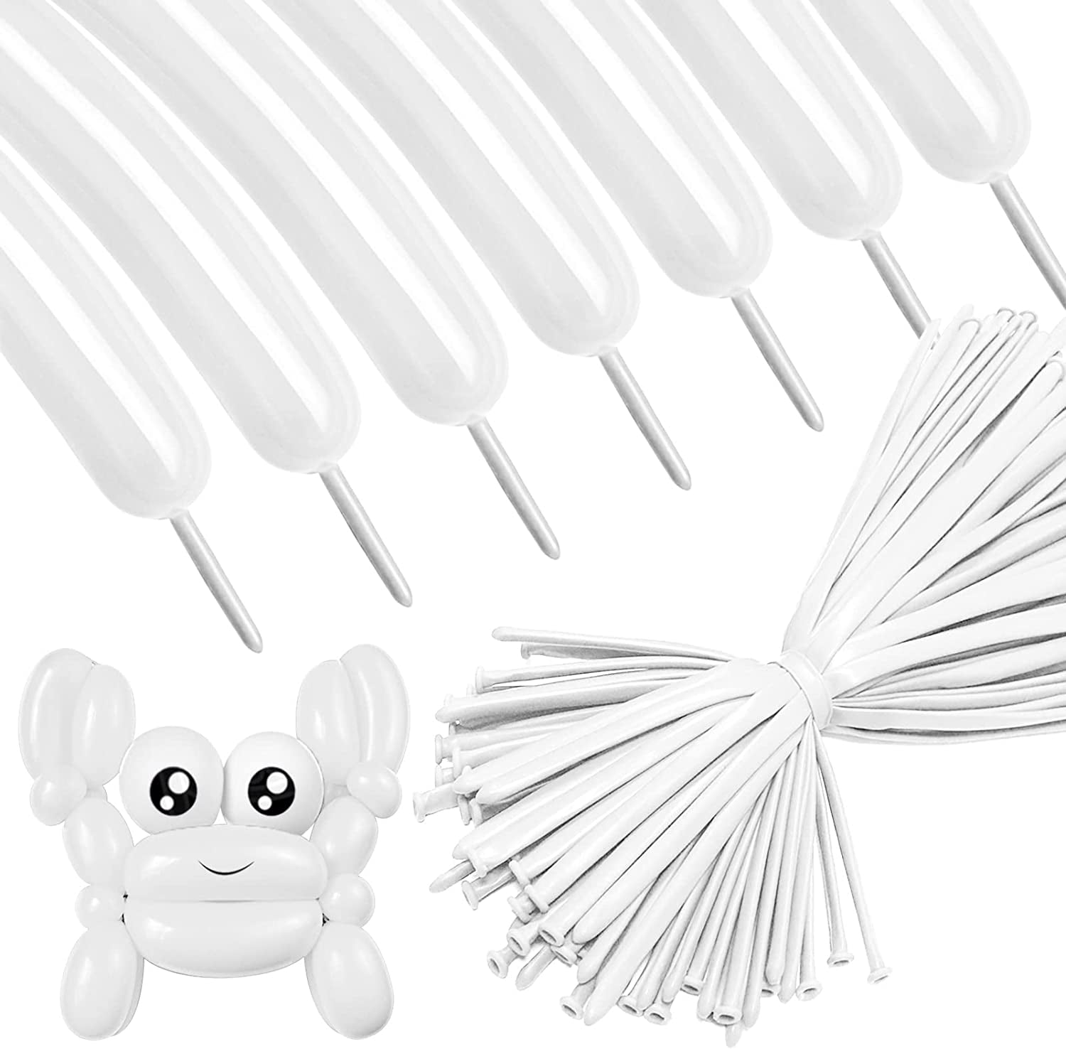 Happon Set of 100 White Long Balloons, Premium Twisting Balloons Animals Balloons for Birthday