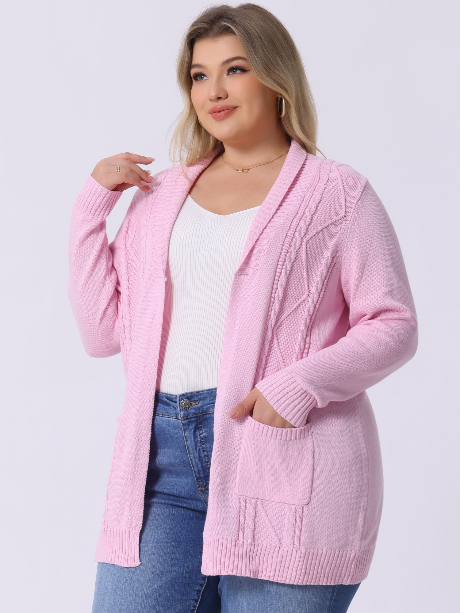 DARING DIVA Women's Plus Size Classic Cardigan Sweaters 2X Pink