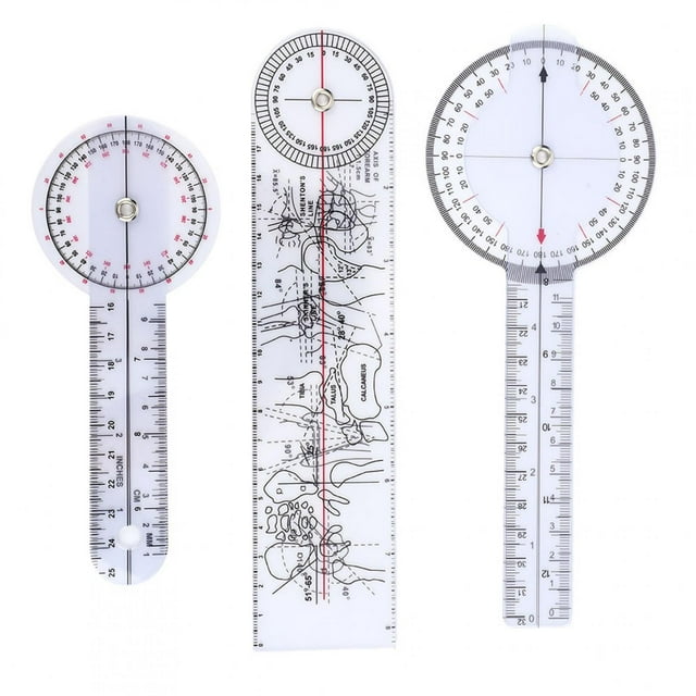 3Pcs 10/8/6 Pouces Règle d'Angle de Rapporteur Goniomete Spinal, Règle d'Angle de Goniomètre Spinal