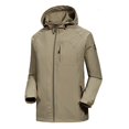 thumbnail image 2 of Veste de Pluie Imperméable pour Hommes, Légère, avec Capuche et Fermeture Éclair, pour Extérieur, Randonnée, Course, 3TG, Kaki, 2 of 3