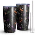 thumbnail image 2 of 20oz Tumblers Halloween Pumpkins Skulls and Bats Stainless Steel Vacuum Insulated Double Wall Travel Tumbler Cups Mug with Lid and Straw,Cleaning Brush for Cold & Hot Drinks, 2 of 7
