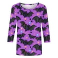 thumbnail image 3 of Womens Halloween Funny T-Shirts Casual Loose Fit Pumpkin Cat Printed 3/4 Sleeve Crew Neck Pullover Tunic Tops, 3 of 4