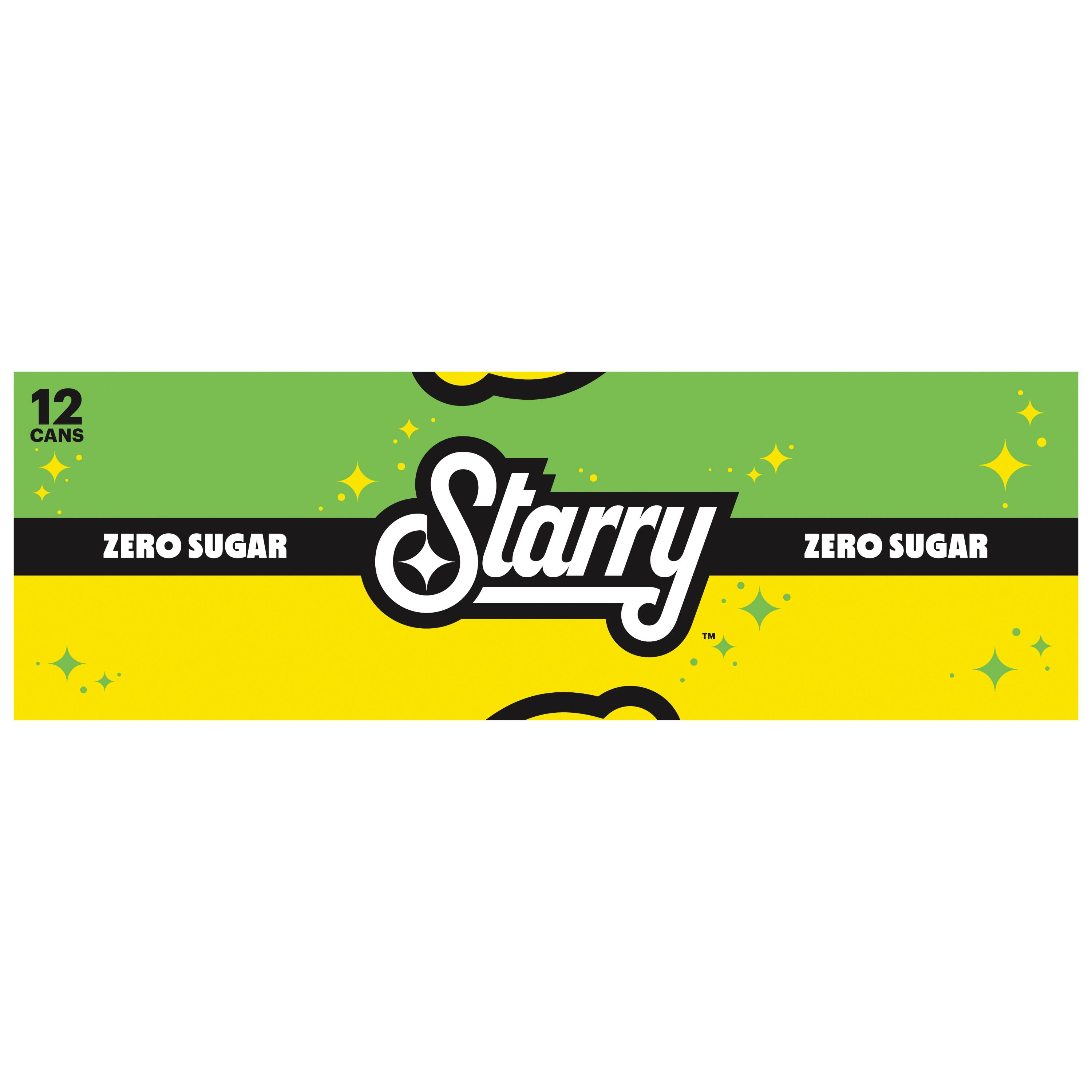 (2 pack) Starry Zero Sugar Lemon Lime Soda Pop, 12 fl oz, 12 Pack Cans