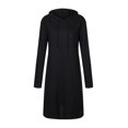 thumbnail image 3 of DYMADE Womens Summer Jacquard Long Sleeve Hooded Draw String A-Line Dresses, 3 of 4