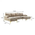 thumbnail image 7 of Convertible Sectional Sofa with Double Chaise Lounge, 110.63" U-Shaped Accent Sofa with 2 Arm Pillows and Golden Metal Legs, Modern Fabric Upholstered Sectional Sofa for Apartment Office, Camel, 7 of 7