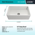 thumbnail image 3 of 30 x 18 Inch Fireclay Kitchen Sink, Farmhouse Sink, White Fireclay Kitchen sink, Rectangle Single Bowl Apron Front, Plain Ceramic Farm sink, 3 of 8