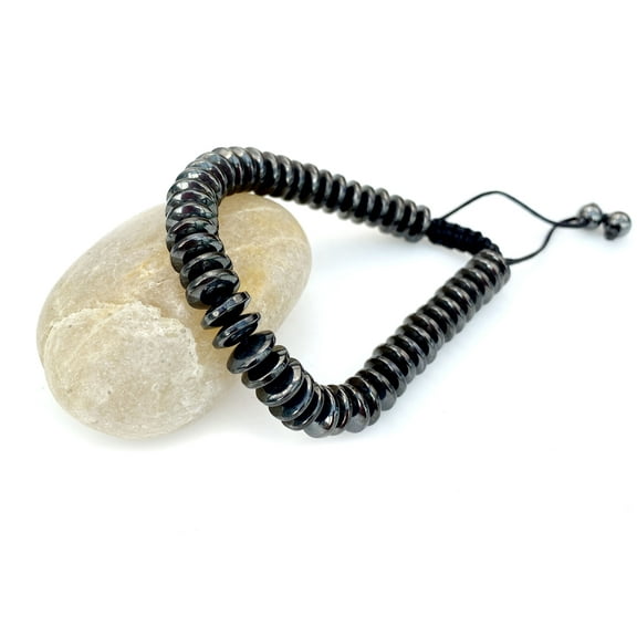 Hematite Gemstone Rondelle Adjustable Bracelet Good for Healing and Energy - 91018