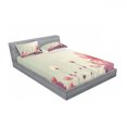 thumbnail image 3 of Ambesonne Floral Fitted Sheet & Pillow Sham Set, Vintage Cosmos Plant Sky, Twin, Sky Blue and Dark Coral, 3 of 3