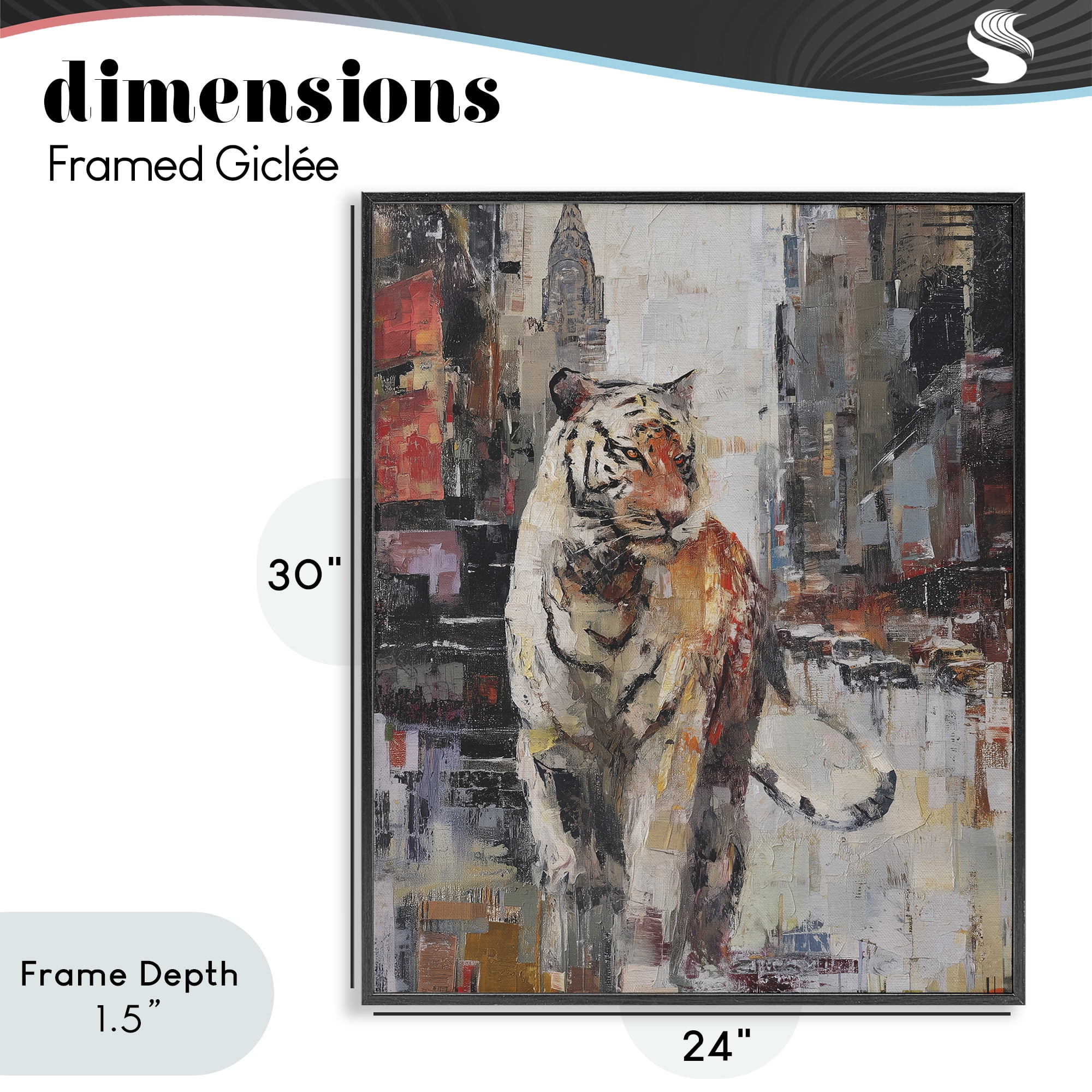 Stupell Industries Concrete Predator Roaming City Black Framed Giclee Art, design by Svetlana Aleynikova
