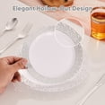thumbnail image 5 of Daluvenix 350 Pcs Sliver Dinnerware Set, Sliver Plastic Plates with Sliver Lace Rim Design, Sliver Disposable Dinnerware Set for Wedding, Party and Graduation, 5 of 9