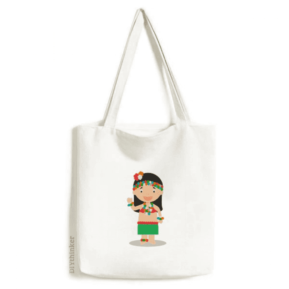Beautiful Girl Hawaii Cartoon Tote Canvas Bag Shopping Satchel Casual Handbag