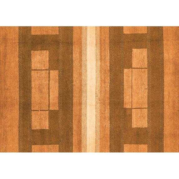 Ahgly Company Indoor Rectangle Abstract Orange Modern Area Rugs, 7' x 9'