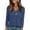 Dark Blue, variant on PRETTYGARDEN Women's Long Sleeve Shirts Fall Fashion Clothes Casual Ribbed V Neck Loose Tunic Tops Lightweight Sweaters
