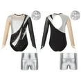 thumbnail image 5 of Doomiva Kids Girls Shiny Rhinestone Mesh Long Sleeve Gymnastics Leotard and Shorts Hair Band Silver 10, 5 of 6