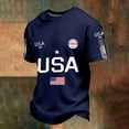 thumbnail image 5 of Glisme 698Th Anniversary Men'S Tops American Flag Letter Print Short Sleeve Crew Neck Shirt Summer Independence Day Comfortable Men T Shirt Size L Navy, 5 of 6