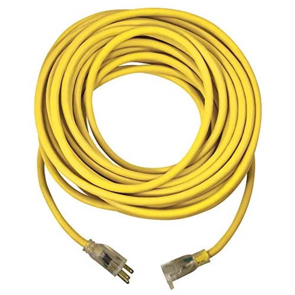 US Wire 74050 12/3 50-Foot SJTW Yellow Heavy Duty Lighted Plug Extension Cord