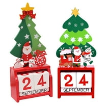Gregiular 2Pcs Wooden Christmas Countdown Calendar Block Desktop Xmas Holiday Party Favor