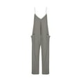 thumbnail image 5 of Olyvenn Women's V Neck Sleeveless Jumpsuits Spaghetti Straps Harem Long Pants Overalls with Pockets Wide Leg Suspender Jumpsuits Gray 6, 5 of 5