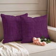 thumbnail image 2 of Purple Burlap Texture Outdoor Waterproof Pillow Covers, Farmhouse Vintage Purple Decorative Square Throw Pillowcase Sofa Cushion Sham for Patio/Couch/Chair, 26"x26" 2 Pack, 2 of 8