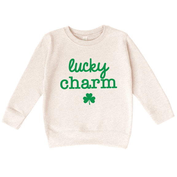 Bump and Beyond Designs Lucky Charm, Toddler St. Patrick's Day Sweatshirt (Natural 5/6T)