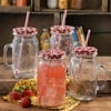 The Pioneer Woman Simple Homemade Goodness 32-ounce Mason Jar with Timeless Floral Lid and Straw, 4-Pack
