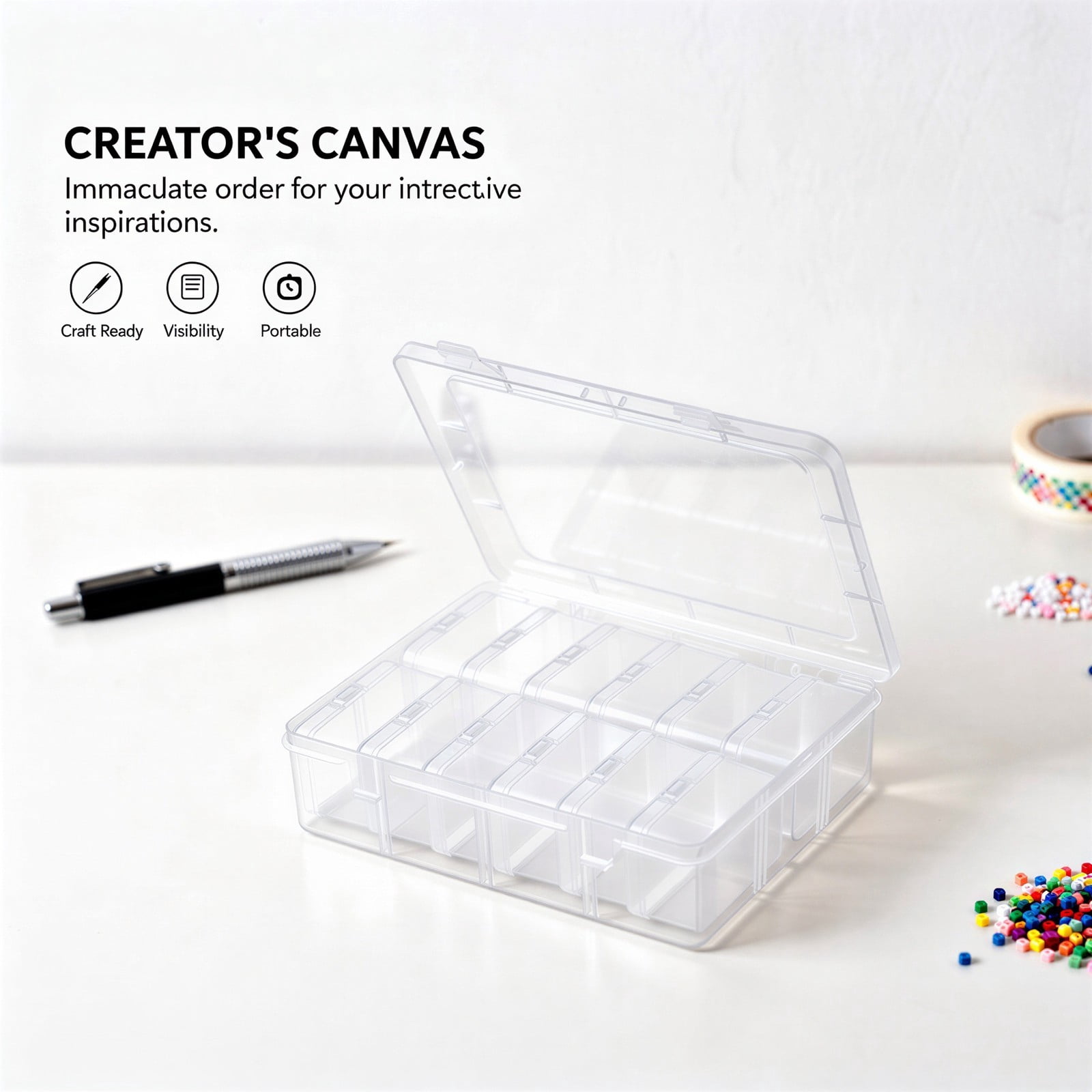 2 PCS Bead Organizer Box Set, 2 Clear Plastic Storage Cases with 24 Removable Small Boxes, DIY Craft Container for Jewelry Making Sewing Supplies, Small Parts Storage Box with Lid
