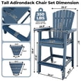 thumbnail image 7 of Outdoor Recycled Poly Adirondack Barstools with Connecting Tray, Tall Adirondack Chairs Bar Chairs for Deck, Balcony, Backyard, Patio Bar Stool Chair with High Back Weather Resistant Set of 2, 7 of 7