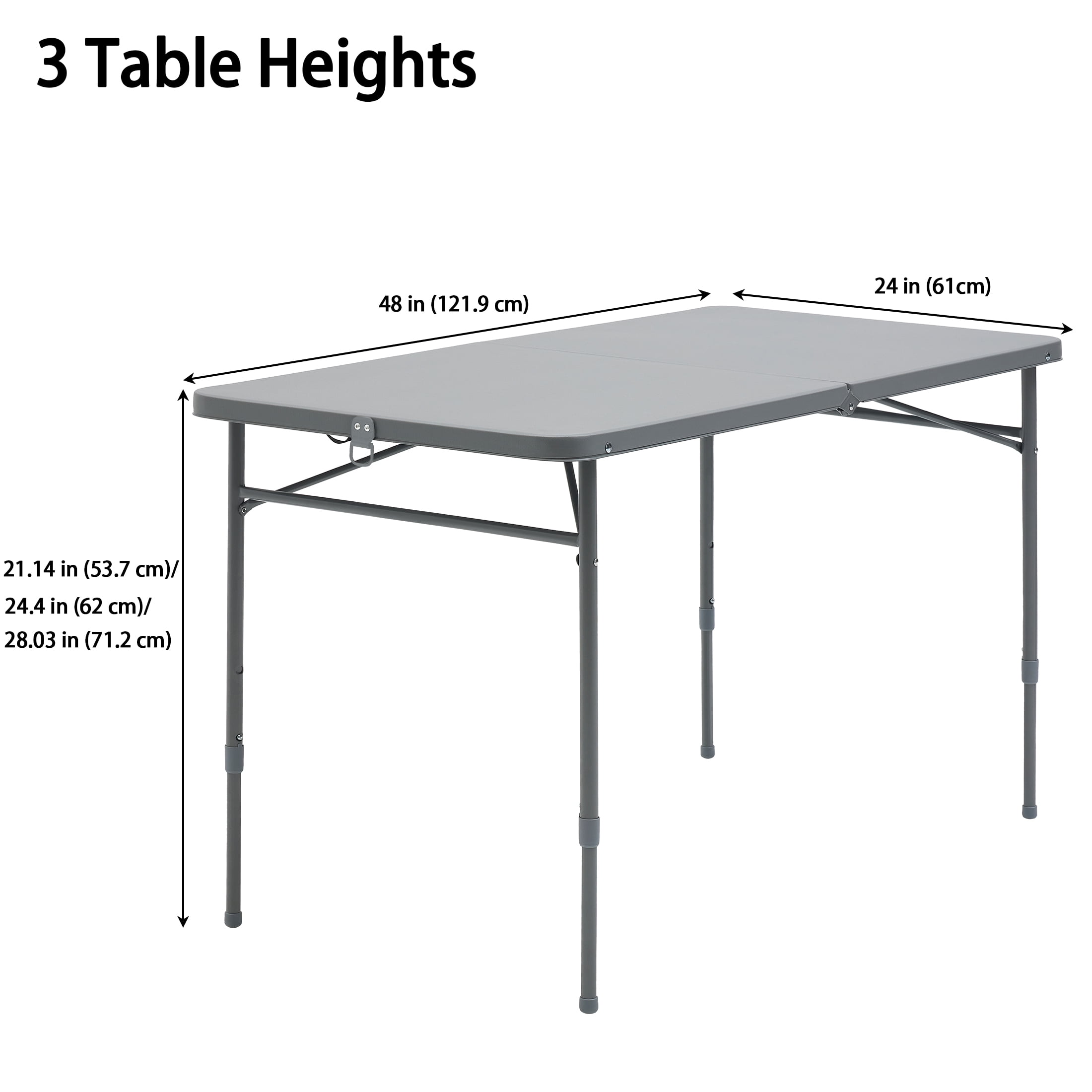 (2 pack) Mainstays 4 ft Adjustable Height Folding Table, Gray