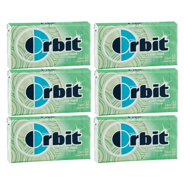 Wrigley's Orbit Sugar Free Gum 14 Pieces - Sweet Mint Gum [ 6 Pack ]