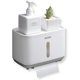 thumbnail image 1 of Portarrollos de papel higiénico de pared, con estante de almacenamiento, autoadhesivo, sin perforaciones: accesorios de baño con cubierta impermeable y antipolvo (gris), 1 of 5