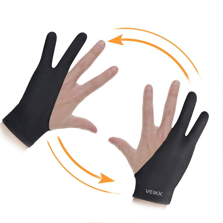 Veikk Drawing Glove Two-Finger Drawing Glove Lightweight Sweatproof Soft Glove for Veikk Graphics Tablet Graphic Monitor, Black