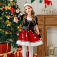 thumbnail image 2 of XIMIN Kids Girls Christmas Elf Santa Claus Helper Costume Short Sleeve Dress Set Velvet Cape Party Santa Dresses + Belt Hat Wristband Collar Special Occasion Winter Fall Outfit, 2 of 8