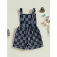 thumbnail image 5 of 1-5T Kids Toddler Baby Boys Girls Overalls Sleeveless Square Neck Checkered Print Suspender Shorts Toddler Romper, 5 of 9
