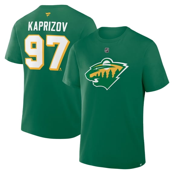 Men's Fanatics Kirill Kaprizov Kelly Green Minnesota Wild Authentic Stack Name & Number T-Shirt