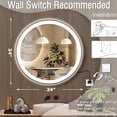 thumbnail image 5 of Bathroom Wood LED  Circular 24" Mirror with Lights Wood Frame Round Lighted Mirror for Bathroom Wall Round Makeup  Lighted Mirrors Anti Fog 3 Color Dimmable Bathroom Circle Vanity Light up Mirror, 5 of 6
