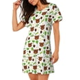 thumbnail image 2 of Wukai Cute Bear Print Women's Loose Short Sleeve Nightgown, Soft Sleep Dress for Comfortable Relaxation, Casual Lounge Wear, 2 of 6