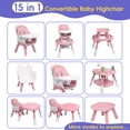 thumbnail image 4 of Tolead 15-in-1 Convertible Feeding High Chair with Activity Center, 2-in-1 Baby Highchair & Activity Center, Pink, 4 of 7