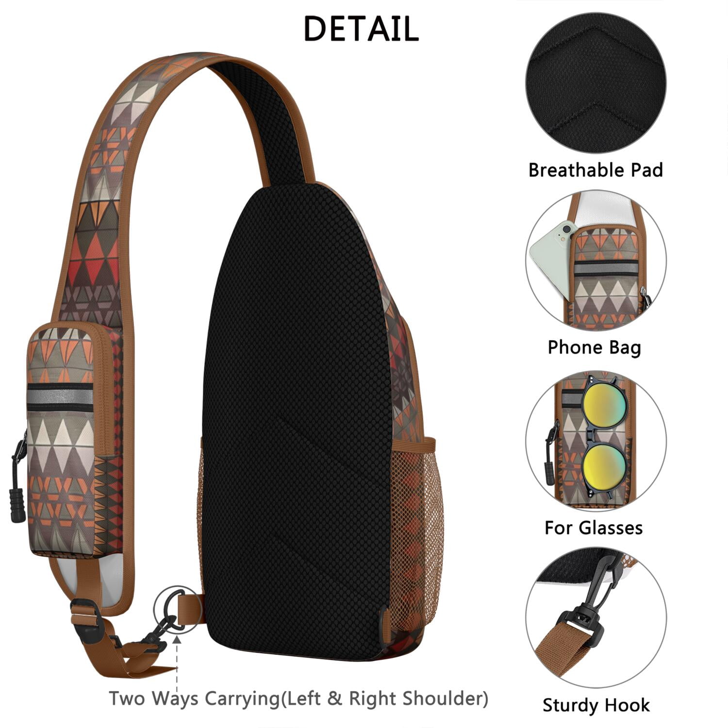 Strawberry Sling Backpack with Cute Red and Sweet Fruit Print – Water-Resistant Crossbody Shoulder Bag with Adjustable Reversible Strap, Anti-Theft Pocket, Breathable Back, Perfect for Str