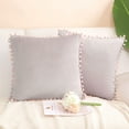 thumbnail image 2 of Unique Bargains Velvet Pillow Cover with Pompoms for Sofa 2PCS Pale Pink 20x20Inch, 2 of 8