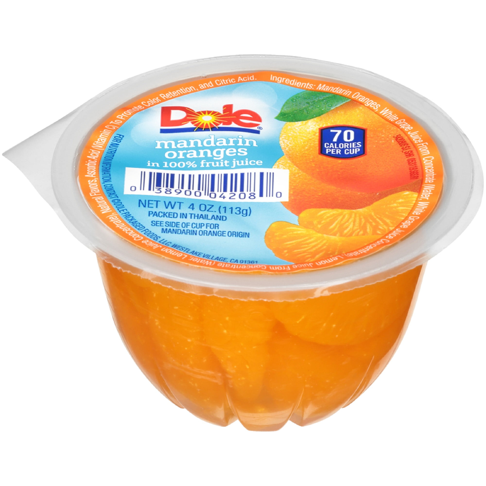 (36 Cups) Dole Fruit Bowls Mandarin Oranges in 100% Fruit Juice, 4 oz